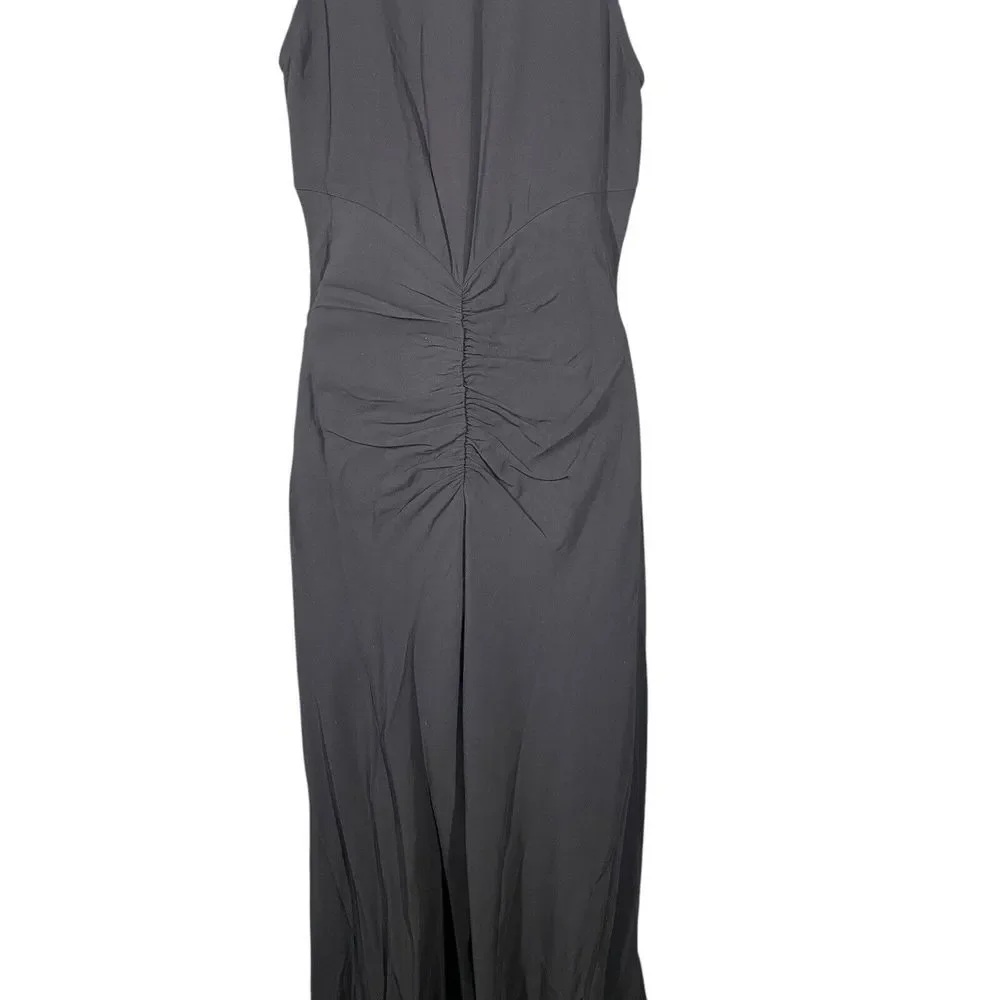 J.CREW Full-length Embellished Ruched Black Vneck Sleeveless Dress Womens Size 4